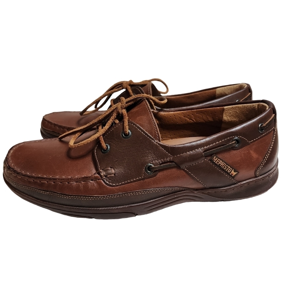 Mephisto air-relax spinmaker 2 toned brown leather boat shoes. Men's size 10.